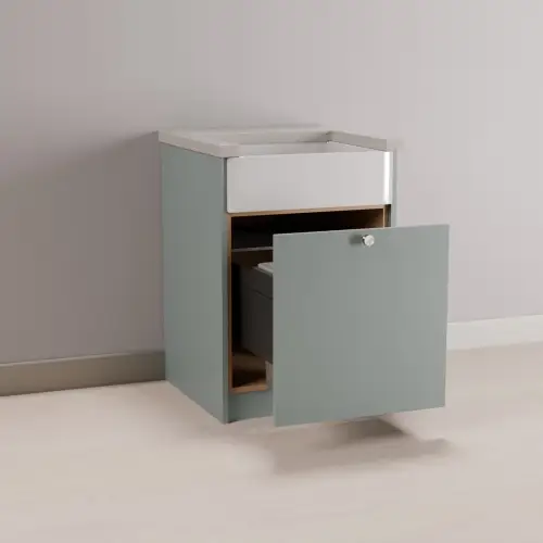 Single Butler Sink Cabinet with Bin