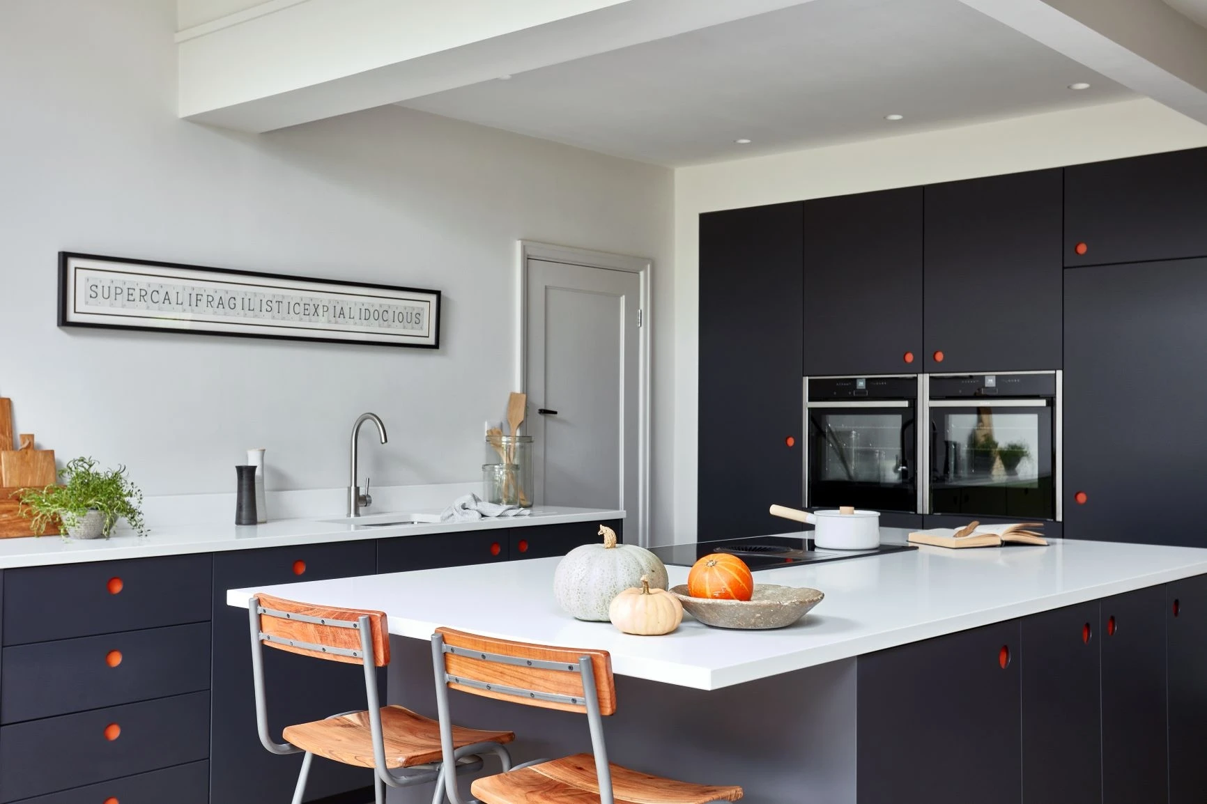 modern navy blue kitchen cabinets