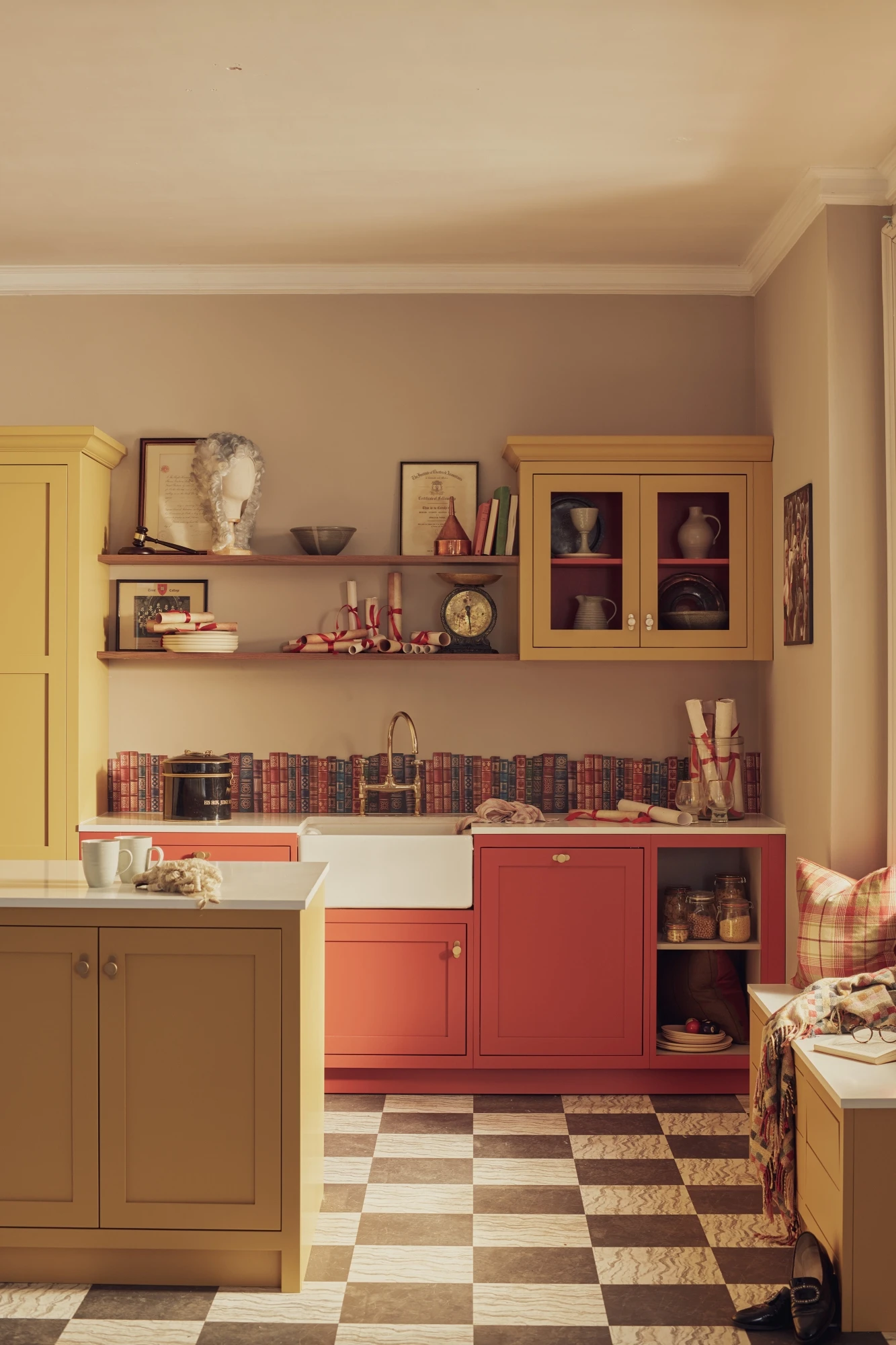 red and yellow kitchens