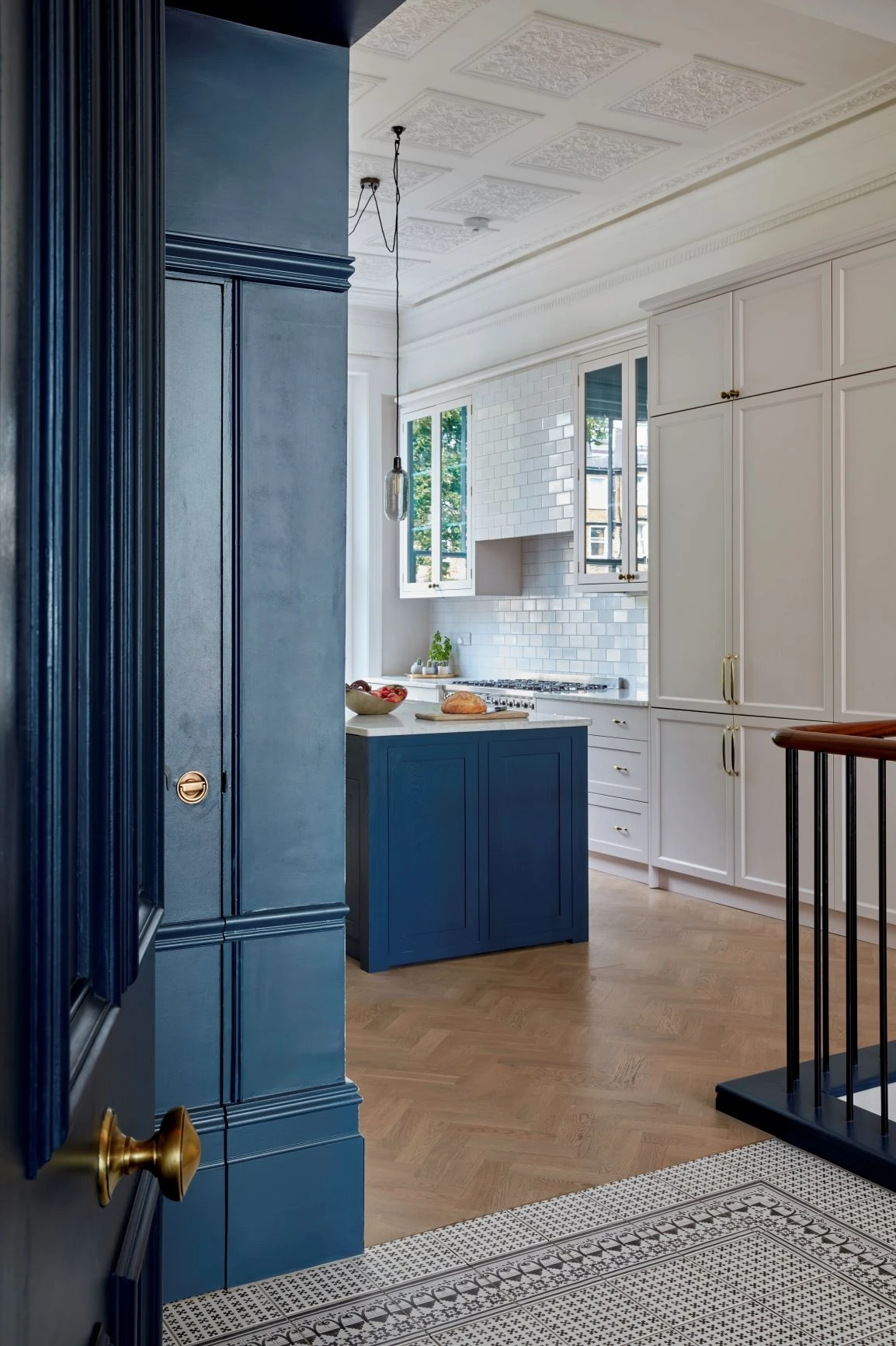 navy and white kitchens